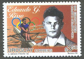stamp uru 1996 oct. 1st mi 2206 eduardo g. risso silver medal winner 1x og london 1948 