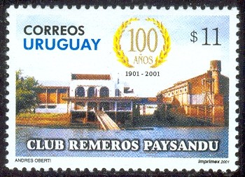 stamp uru 2001 febr. 28th mi 2585 centenary club remeros paysandu