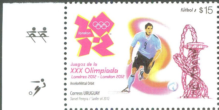 stamp uru 2012 og london with pictogram in margin