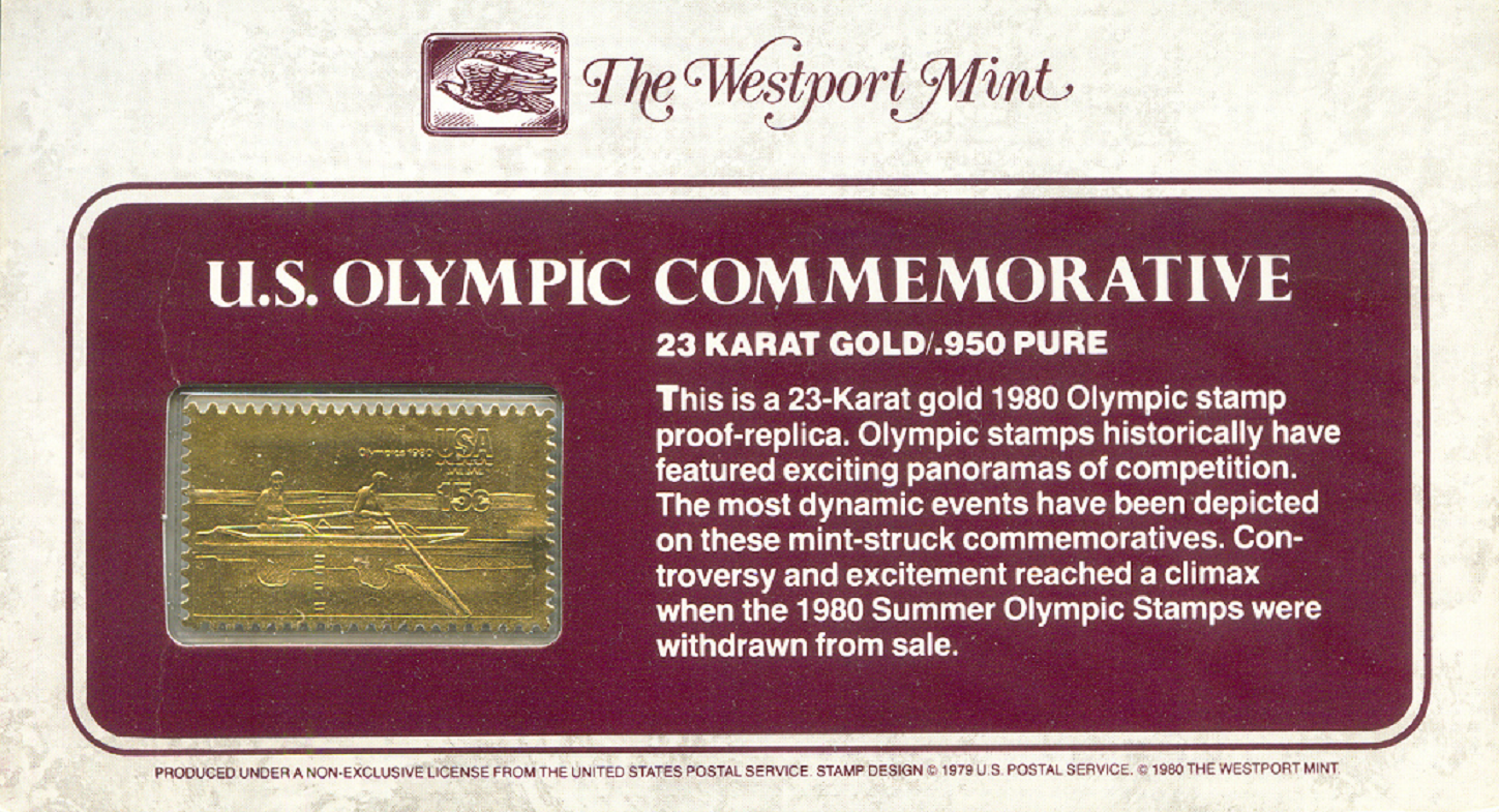 Stamp USA 1979 OG Moscow Mi 1400 gold foil 2 