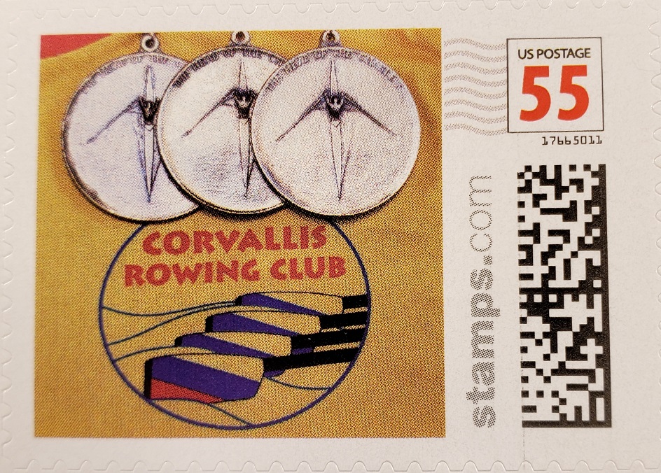 Stamp USA Corvallis RC Oregon and three medals of the Head of the Charles Regatta Boston Coll. KA