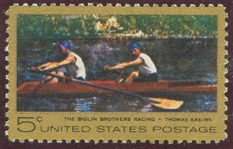 stamp usa 1967 2nd nov. mi 936 painting t.eakins the biglin brothers racing 2 