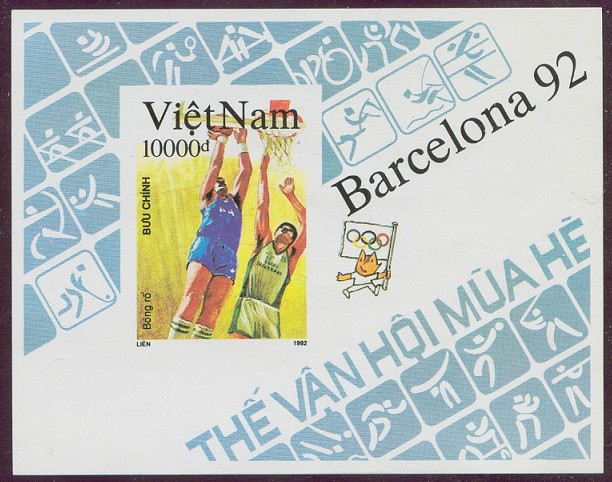 stamp vie 1992 march 28th ss og barcelona basketball mi bl. 96 imperforated pictogram 