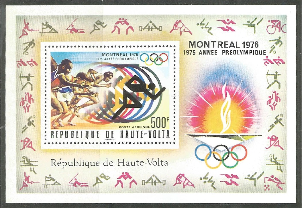 Stamp VOL 1976 March 17th SS OG Montreal perforated Mi Bl. 40 A with pictogram in margin