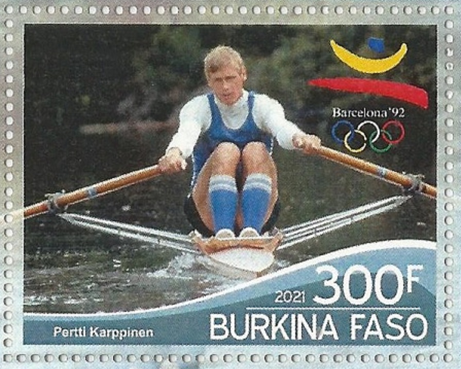 Stamp BUR 2021 SS Olympic rowing champions unauthorized issue Pertti Karppinen FIN detail