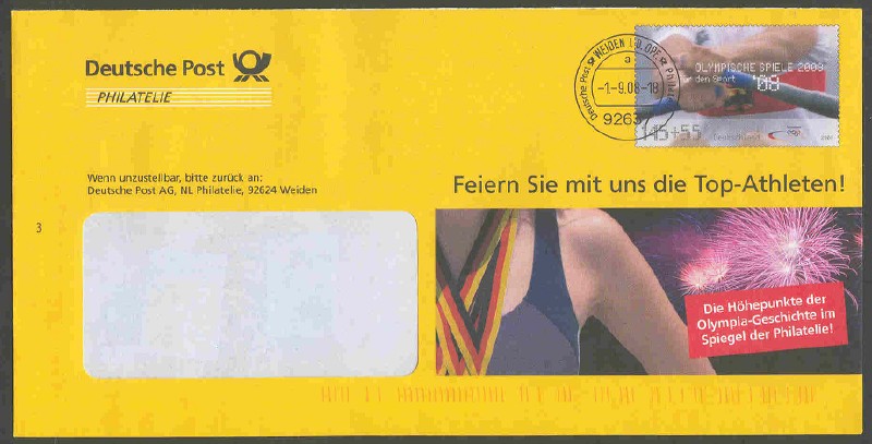 stationary i ger 2008 deutsche post philatelie    feiern sie mit uns   with pm weiden sept. 1st