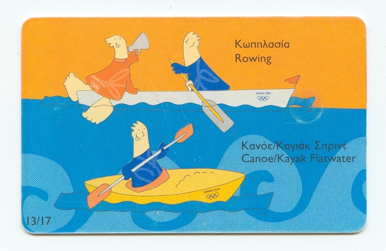 tc gre og athens 2004 mascots fivos athina no. 13 rowing canoe kayak reverse