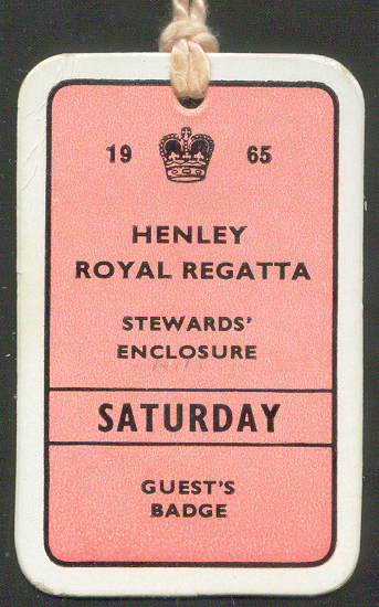 ticket gbr 1965 july 3rd henley royal regatta guests badge