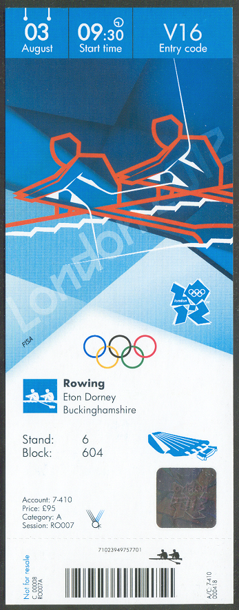 ticket gbr 2012 og london aug. 3rd 3rd day of finals m4x m2 w2x m1x
