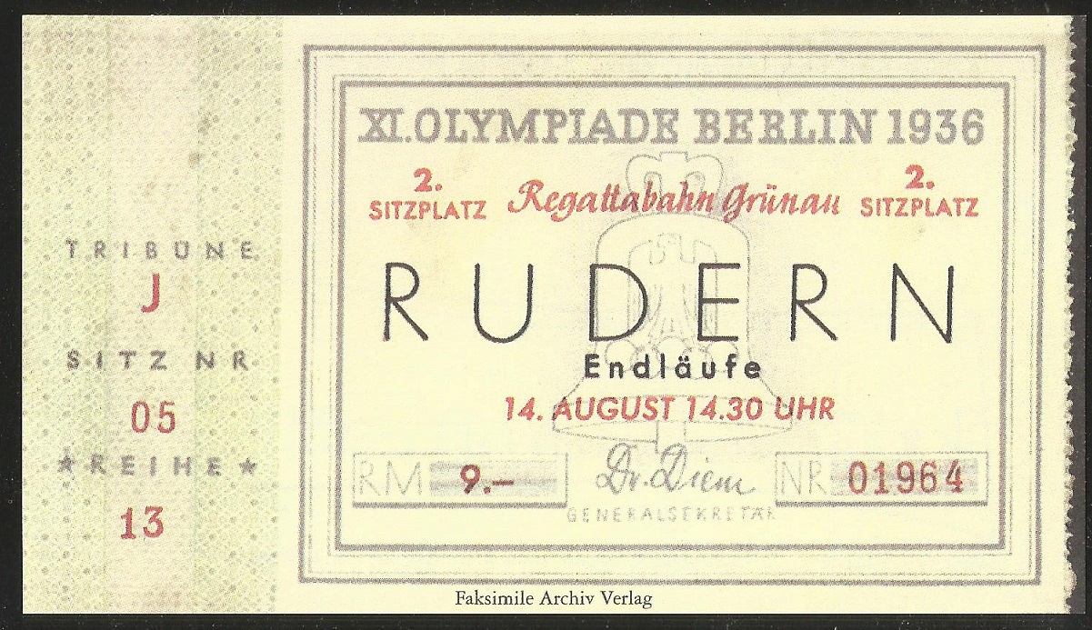 Ticket GER 1936 Aug. 14th finals OG Berlin reproduction