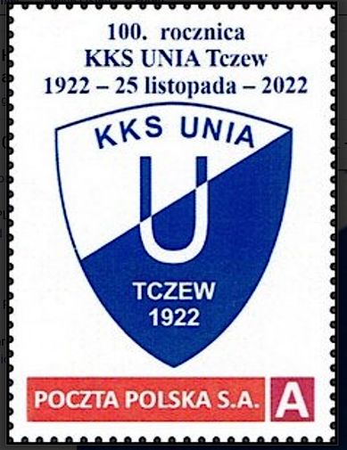Stamp POL 2022 personalized Tczew KKS UNIA centenary 1922 2022 1