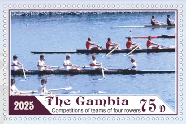 Stamp GAM 2025 OG Montreal M4 crews on the regatta course