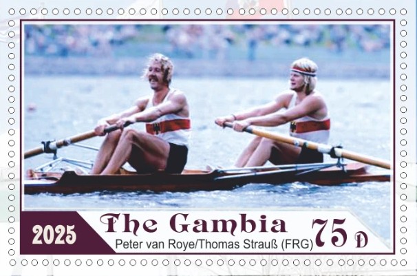 Stamp GAM 2025 unauthorized issue OG Montreal M2 bronze medal winners Peter van Roye Thomas Strauss GER